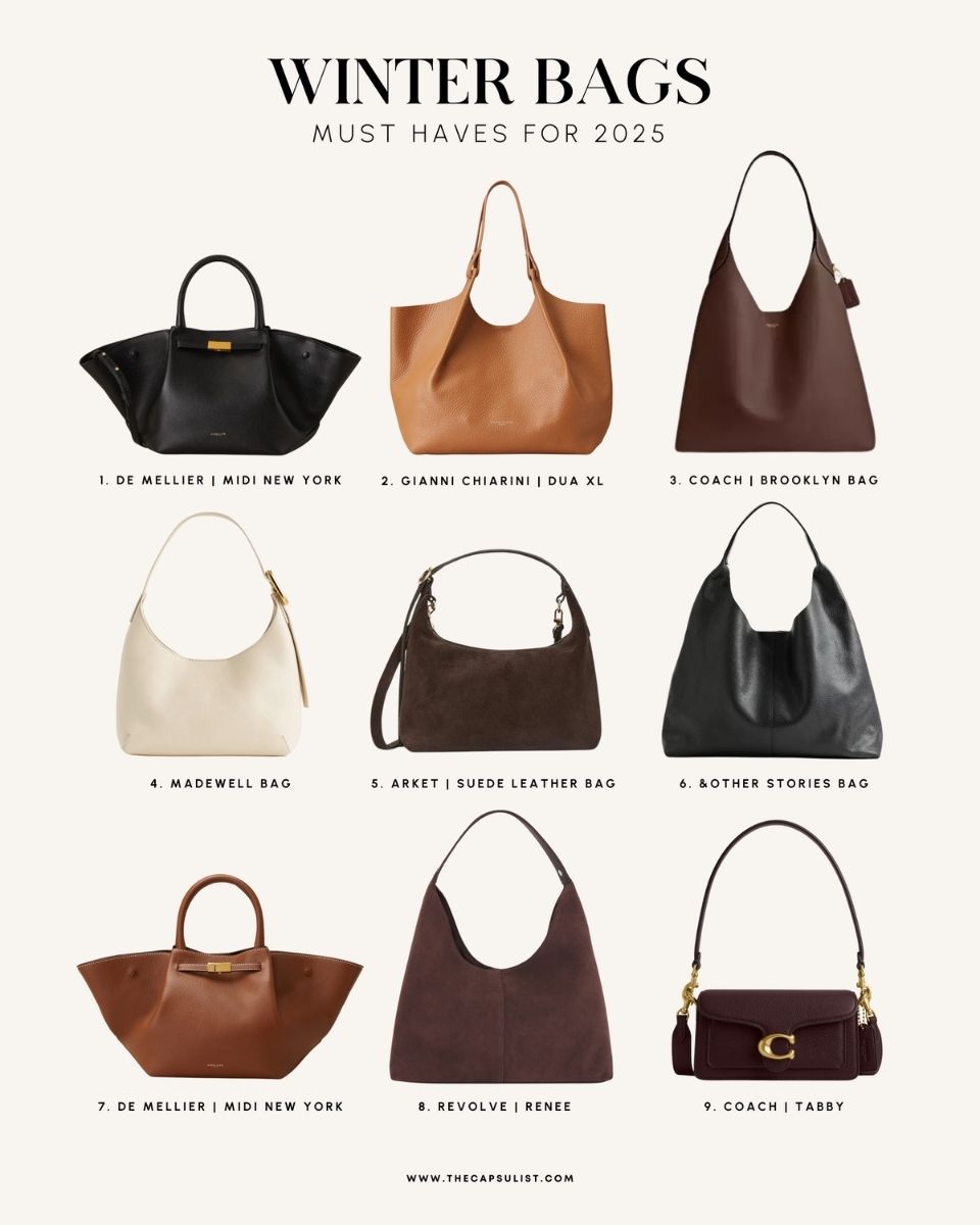 Winter Bags for a Capsule Wardrobe – Timeless Leather & Suede Handbags from Top Brands.