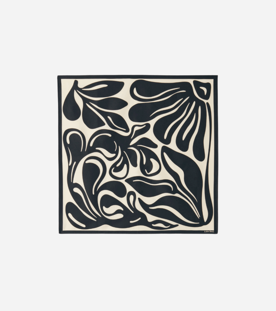 black and white silk scarf for spring summer capsule wardrobe 2025