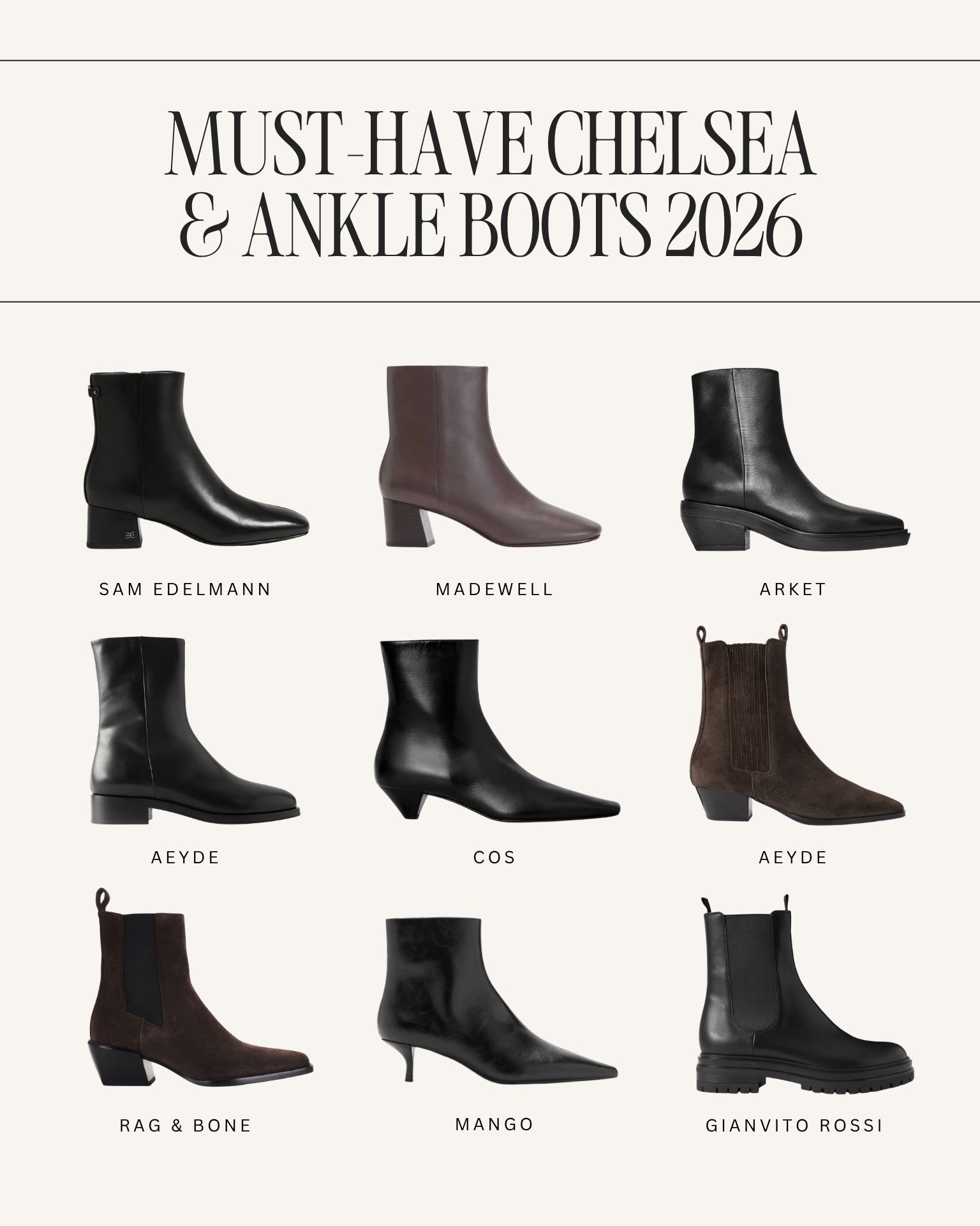 Best Chelsea and ankle boots 2026 – minimalist capsule wardrobe styles including black leather, brown suede and chunky sole boots Best Chelsea and ankle boots 2026 – minimalist capsule wardrobe styles including black leather, brown suede and chunky sole boots