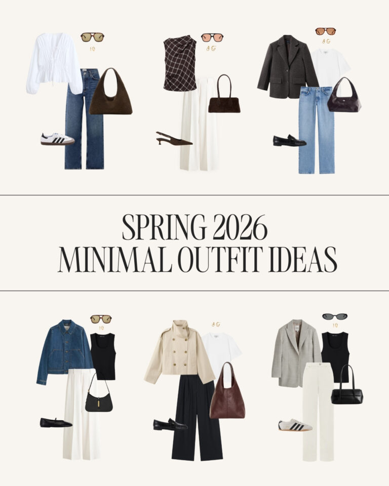 spring 2026 minimal outfit ideas for a capsule wardrobe featuring blazer outfits denim looks and neutral spring outfits