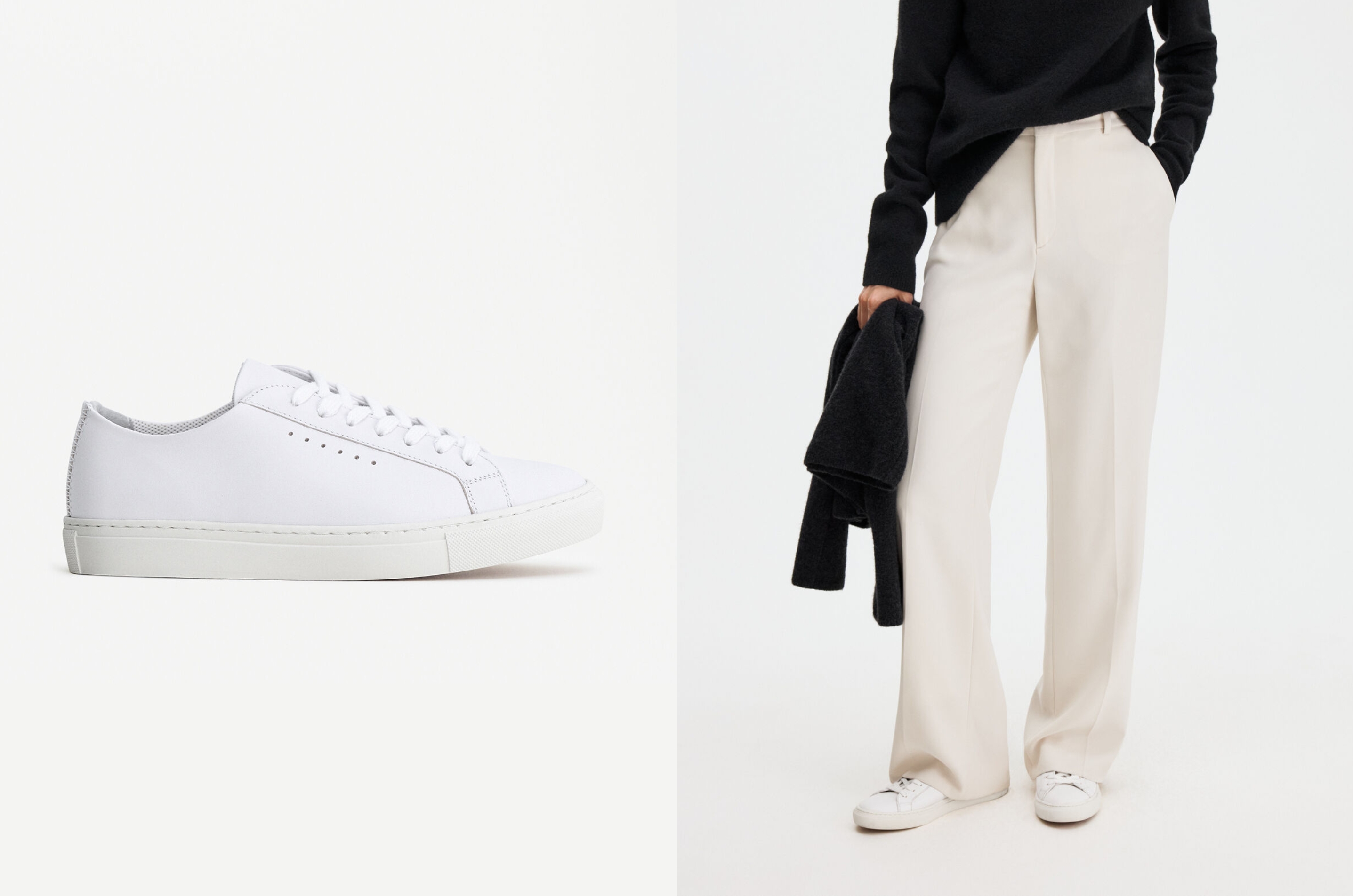 white sneakers for a capsule wardrobe outfit